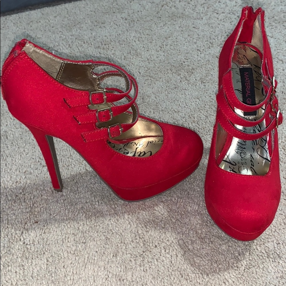 Material Girl red high heel pumps